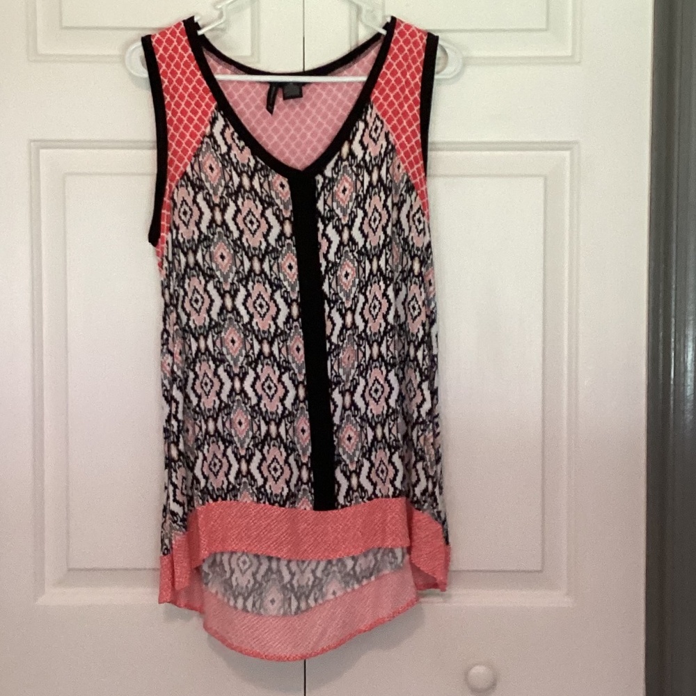 Black and red patterned tank
